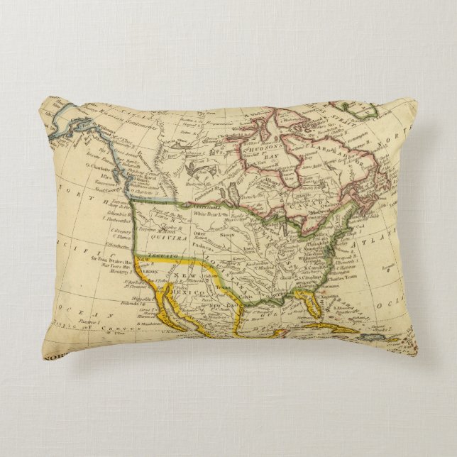 North America Engraved map Decorative Pillow (Front)