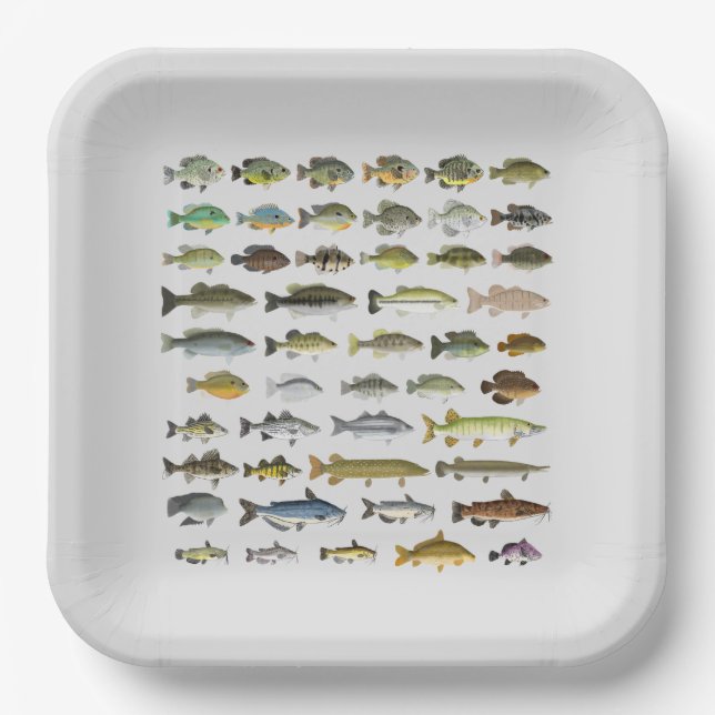 North America Freshwater Fish Group Paper Plates (Front)