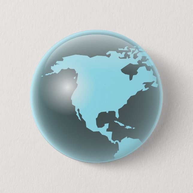 North America Glass Globe Pinback Button (Front)