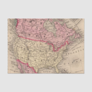 North America Map by Mitchell Tissue Paper