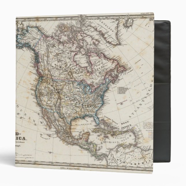 North America Map by Stieler 3 Ring Binder (Front/Inside)