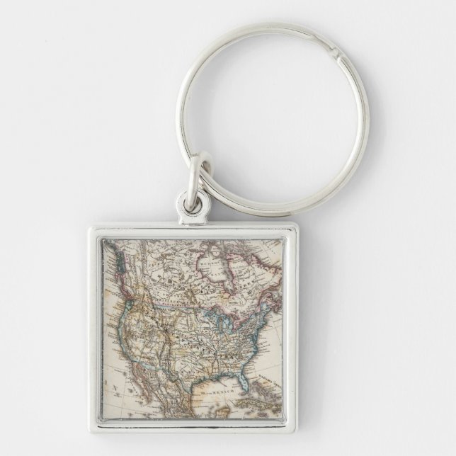 North America Map by Stieler Keychain (Front)