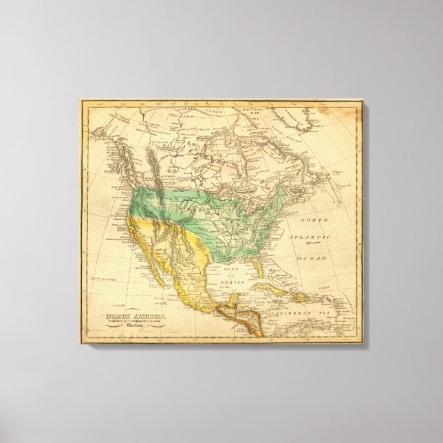 North America Map by Worcester Canvas Print (Front)