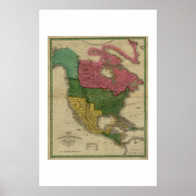 North America Map dated 1826 Poster (Front)