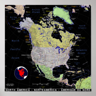 North America Map Poster