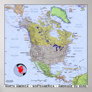 North America Map Poster
