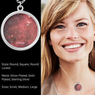 North America Nebula Infrared Custom Name Silver Plated Necklace