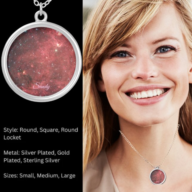 North America Nebula Infrared Custom Name Silver Plated Necklace (North America Nebula Infrared Custom Name Silver Plated Necklace)