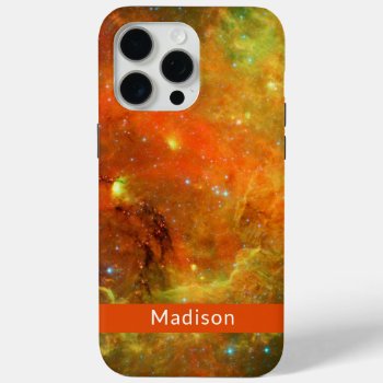North America Nebula Orange Green Your Name Iphone 15 Pro Max Case by galaxyofstars at Zazzle