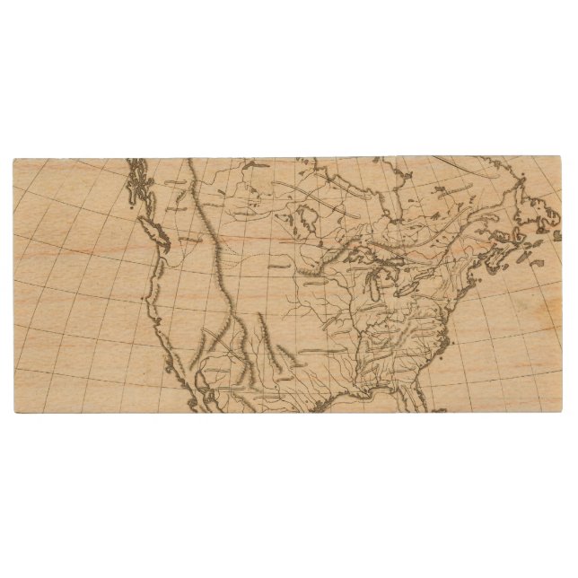 North America outline map Wood USB Flash Drive (Front)