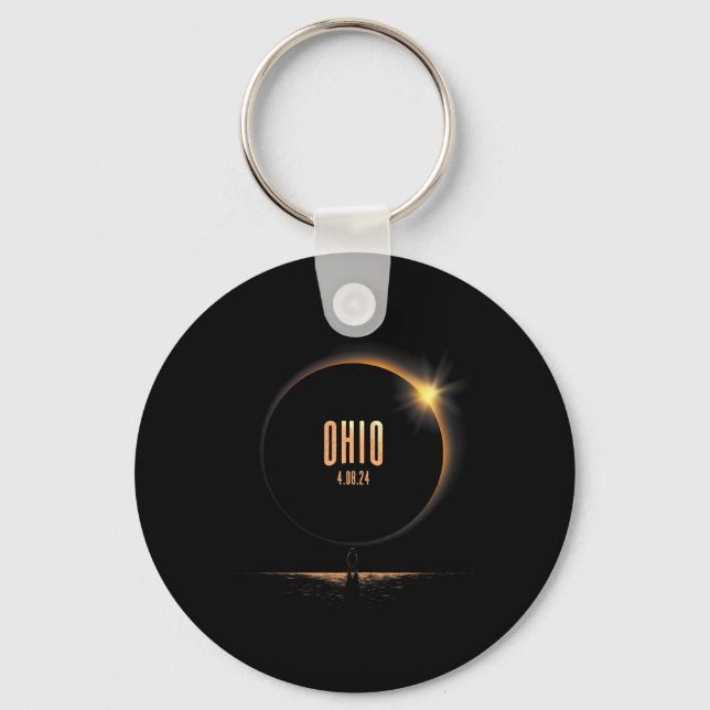 North America Total Solar Eclipse 2024 Ohio Usa  Keychain (Front)
