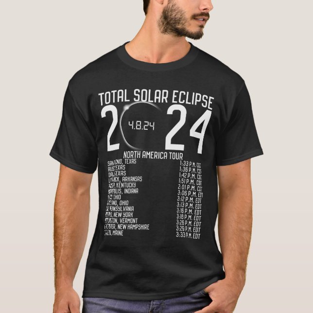 North America Tour 2024 Totality Solar Eclipse T-Shirt (Front)