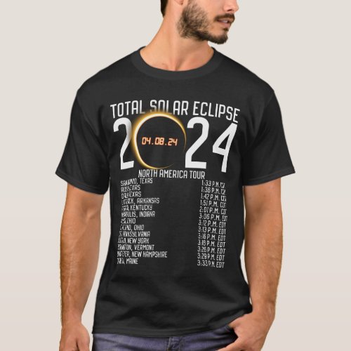 North America Tour 2024 Totality Solar Eclipse T_Shirt