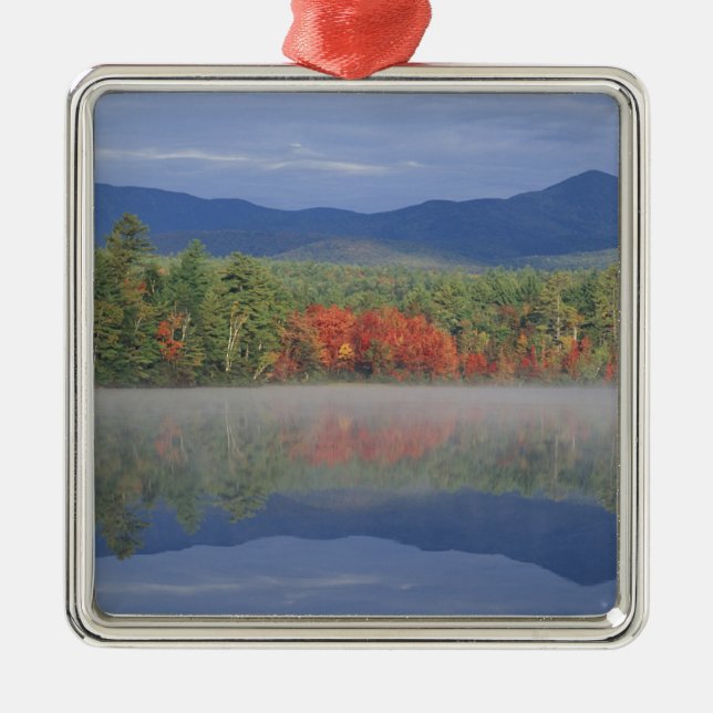 North America, US, NH, Fall reflections in Metal Ornament (Front)