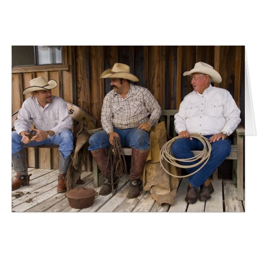 North America, USA. Cowboys relaxing and (Front Horizontal)
