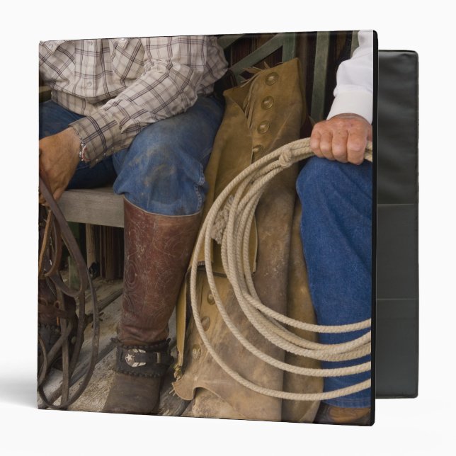 North America, USA. Cowboys relaxing and 2 3 Ring Binder (Front/Inside)