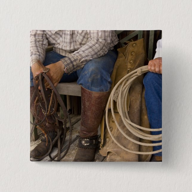 North America, USA. Cowboys relaxing and 2 Button (Front)