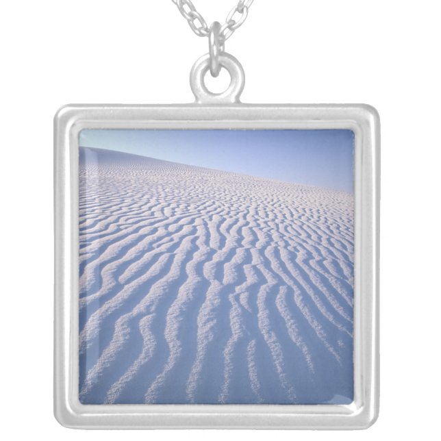 North America, USA, New Mexico, White Sand Dunes Silver Plated Necklace (Front)