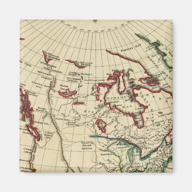 North America with boundaries outlined Magnet (Front)