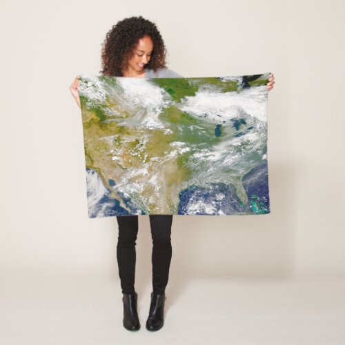 North America With Smoke Visible In Locations Fleece Blanket