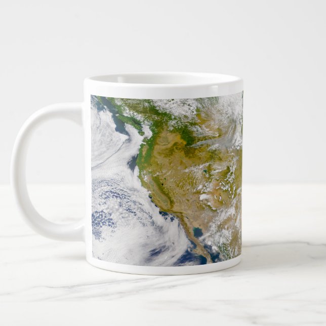 North America With Smoke Visible In Locations. Giant Coffee Mug (Left)