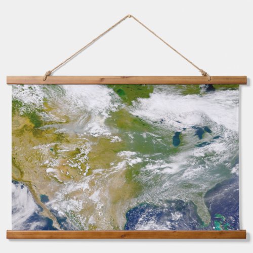 North America With Smoke Visible In Locations Hanging Tapestry