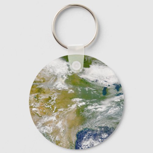 North America With Smoke Visible In Locations Keychain