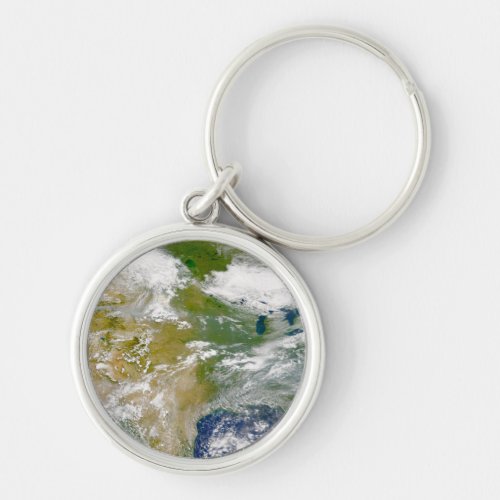 North America With Smoke Visible In Locations Keychain