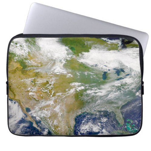 North America With Smoke Visible In Locations Laptop Sleeve