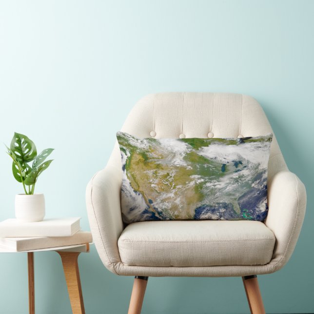 North America With Smoke Visible In Locations. Lumbar Pillow (Chair)