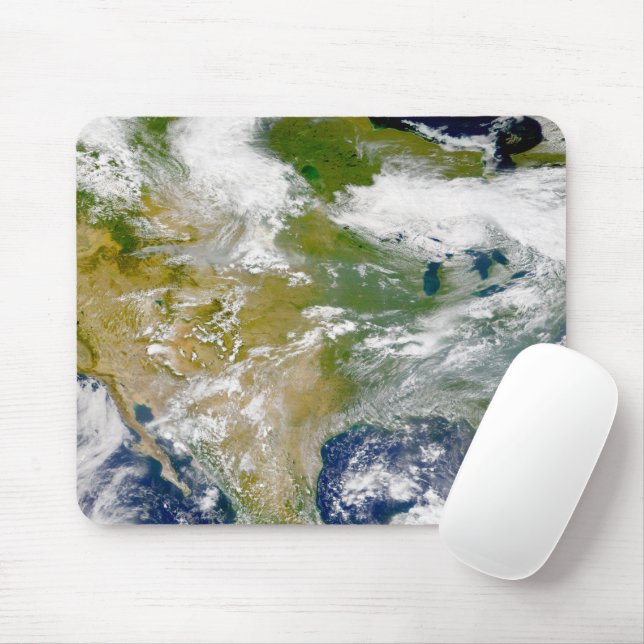 North America With Smoke Visible In Locations. Mouse Pad (With Mouse)