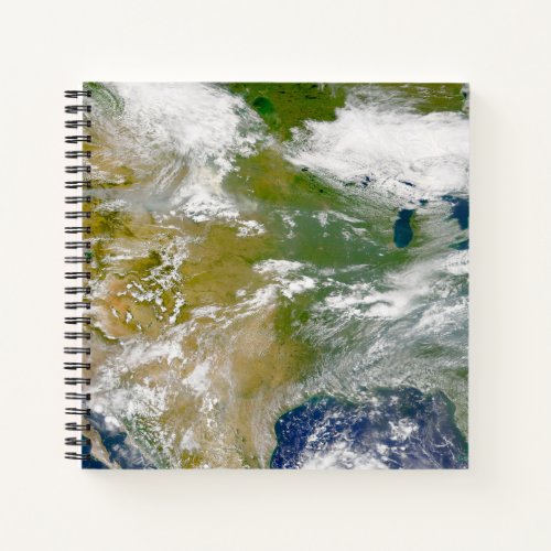 North America With Smoke Visible In Locations Notebook
