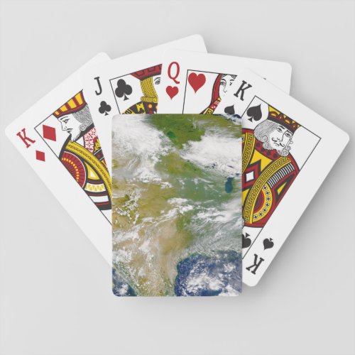 North America With Smoke Visible In Locations Poker Cards