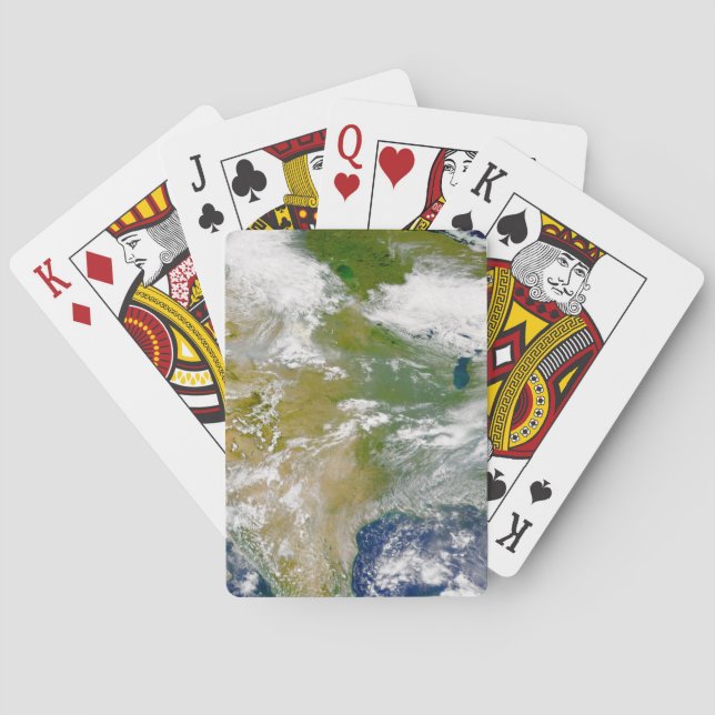 North America With Smoke Visible In Locations. Poker Cards (Back)