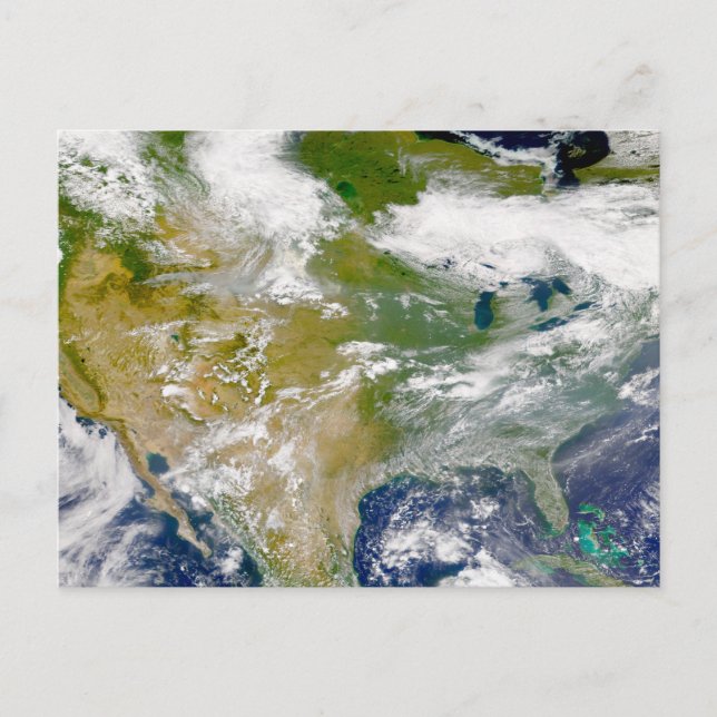 North America With Smoke Visible In Locations. Postcard (Front)