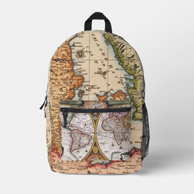 North America world map Graphic globe art Printed Backpack (Front)