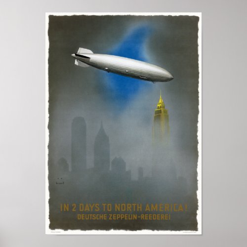 North America Zeppelin Vintage Poster 1937