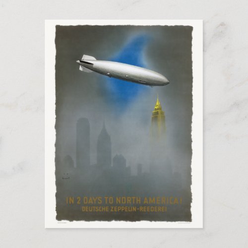 North America Zeppelin Vintage Poster 1937 Postcard