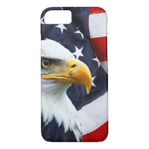 North American Bald Eagle on American flag iPhone 8/7 Case