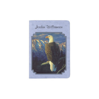 North American Bald Eagle Sky Blue Passport Holder