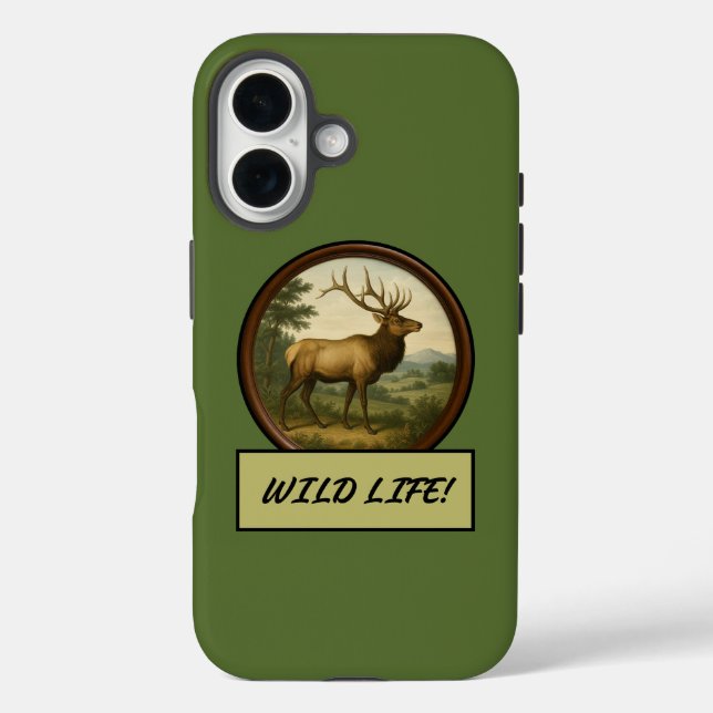 North American Elk Dark Olive Green iPhone Case (Back)