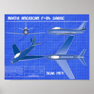 North American F-86 Sabre blueprint Poster