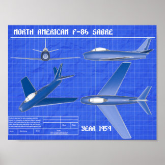 North American F-86 Sabre blueprint Poster