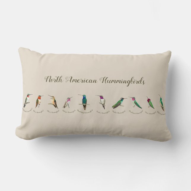 North American Hummingbirds Lumbar Pillow (Front)