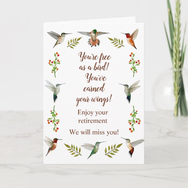  North American Hummingbirds Retirement Card (Front)
