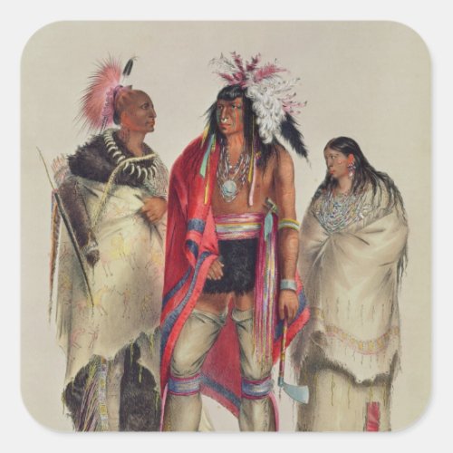 North American Indians c1832 Square Sticker