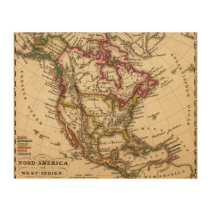 North American Map 2 Wood Wall Decor
