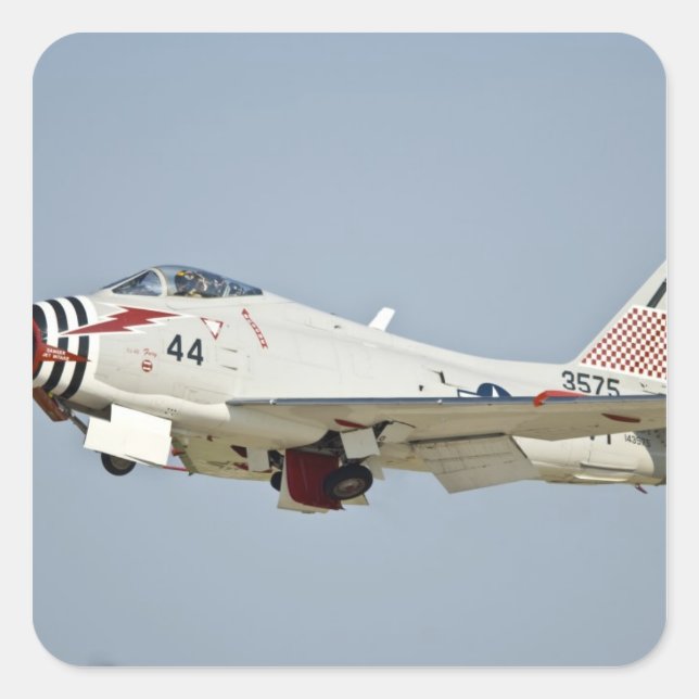 North American Naval FJ2 Fury Jet Fighter flying Square Sticker (Front)