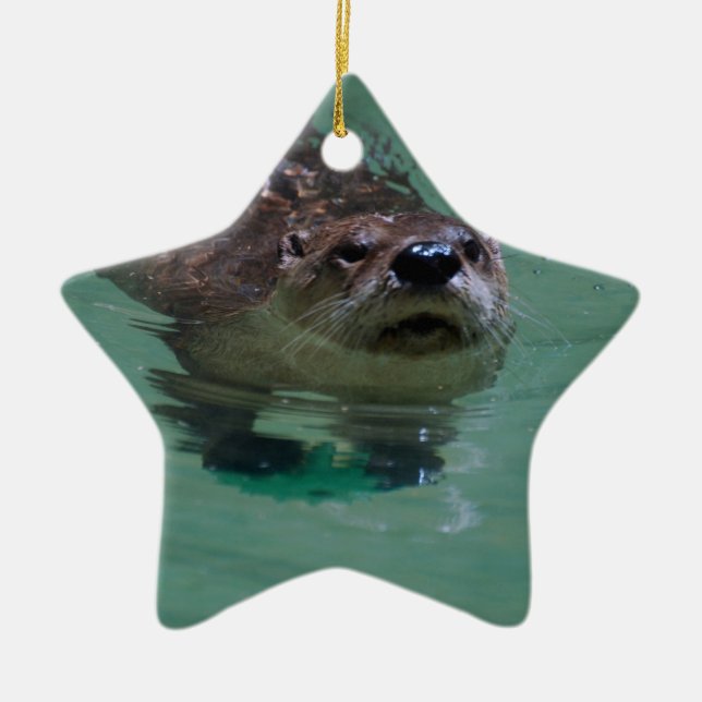 North American River Otter Ceramic Ornament (Front)
