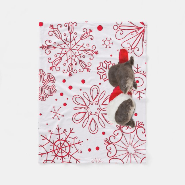 North American river otter Christmas Fleece Blanket (Front)